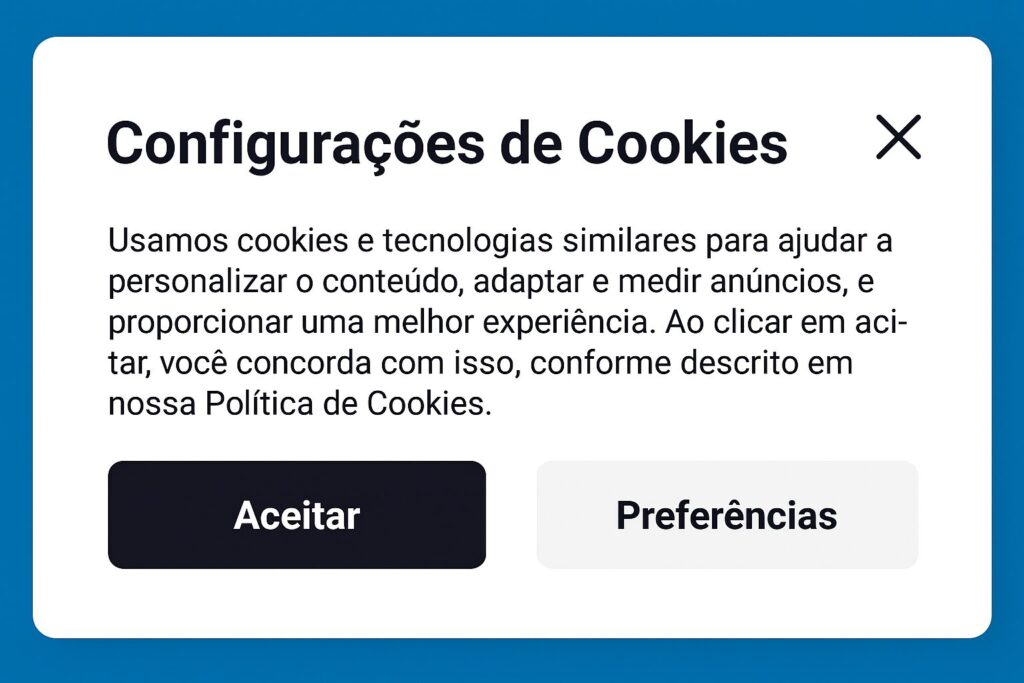 configurações de cookies